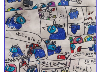 2ième prix – Blue in amoung-us 1 par Loujeyn Bouajila (9 ans)
